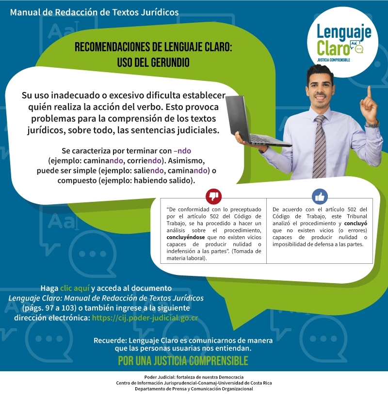 Imagen decorativa relacionada a Recomendaciones del Lenguaje Claro: Uso del Gerundio