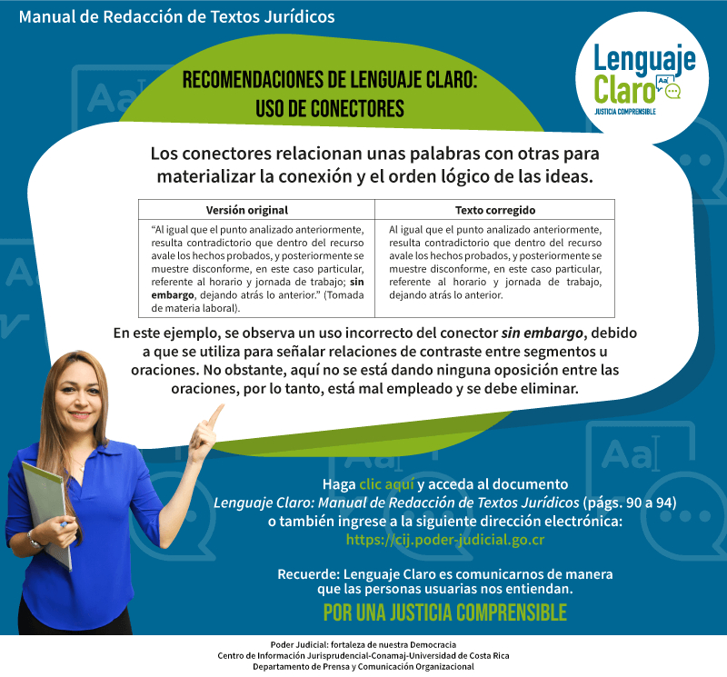 Imagen decorativa relacionada a Recomendaciones de Lenguaje Claro: Uso de Conectores
