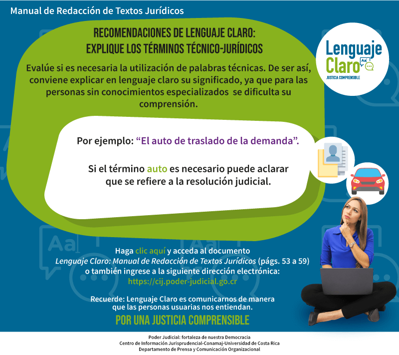 Imagen decorativa relacionada a Recomendaciones de Lenguaje Claro: Explique los términos técnico-jurídicos